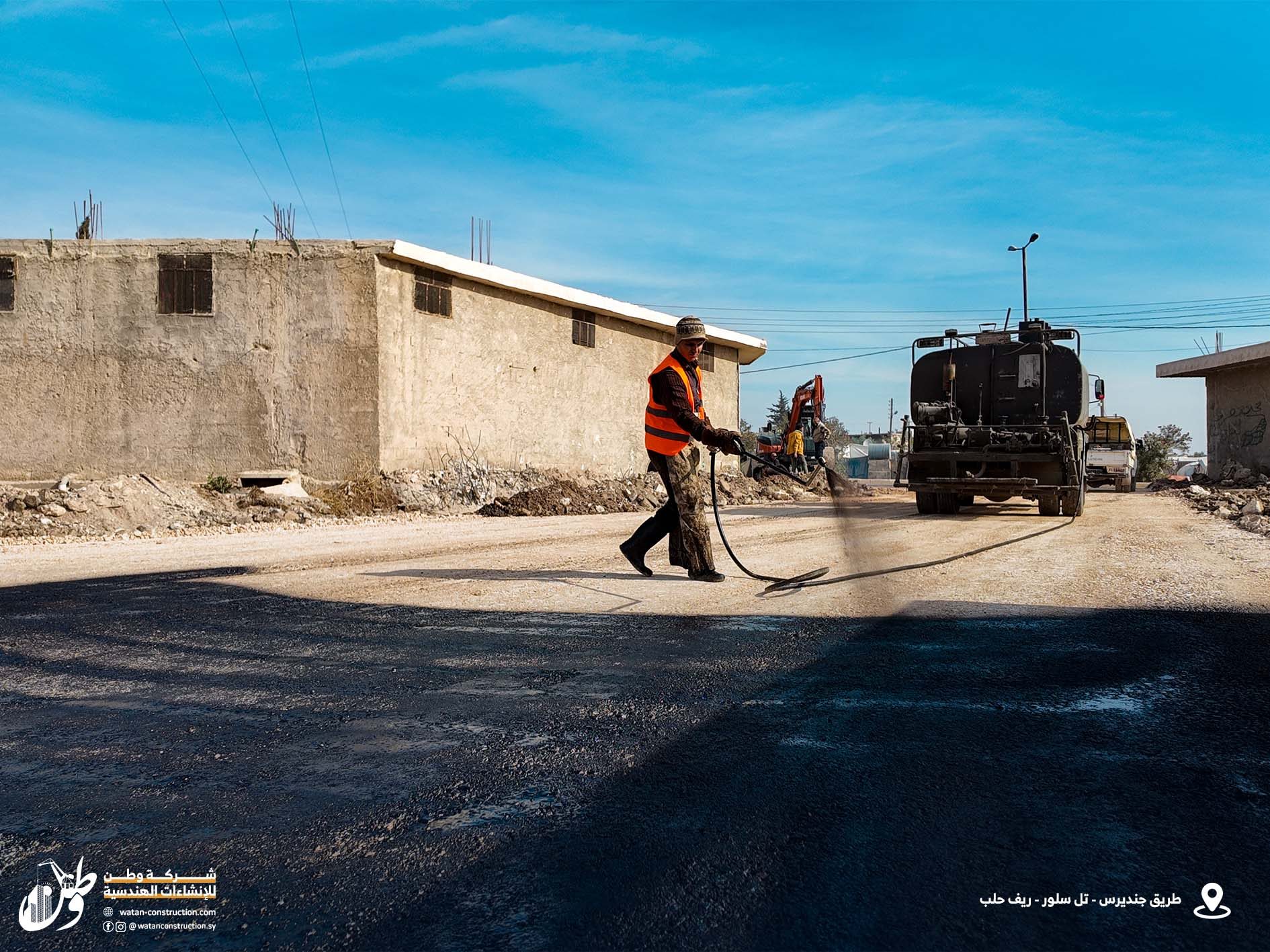 Asphalting of the Jenderes-Tel Salour road by Watan Company (1)