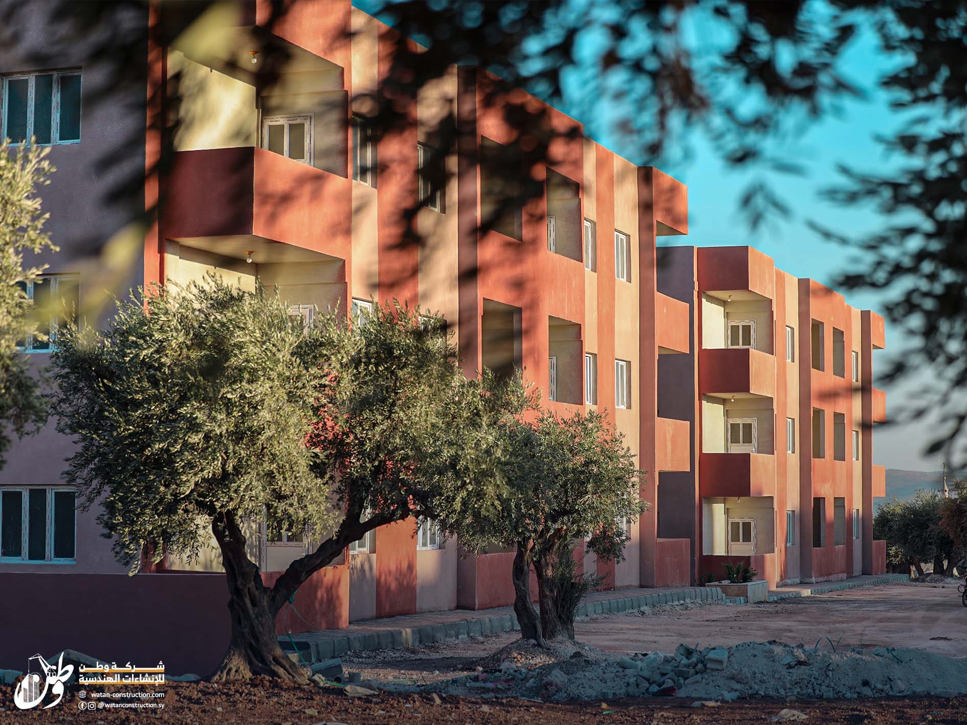 Distinctive photos of the multi-storey building construction project in the city of Jandairis, north of Aleppo, by Watan Engineering Construction Company (3)