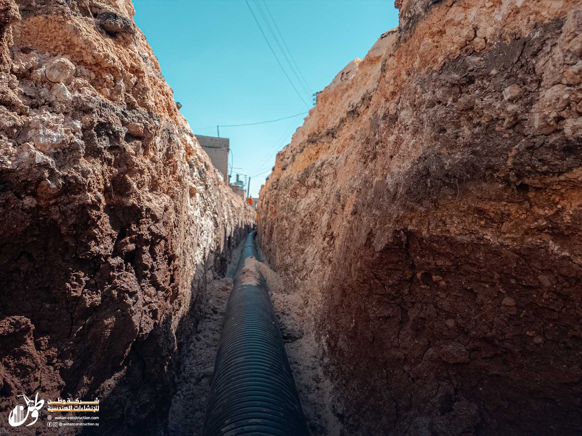 Pictures of the work stages of Watan Company’s workshops within the sewage expansion project in the village of Salhiya (2)
