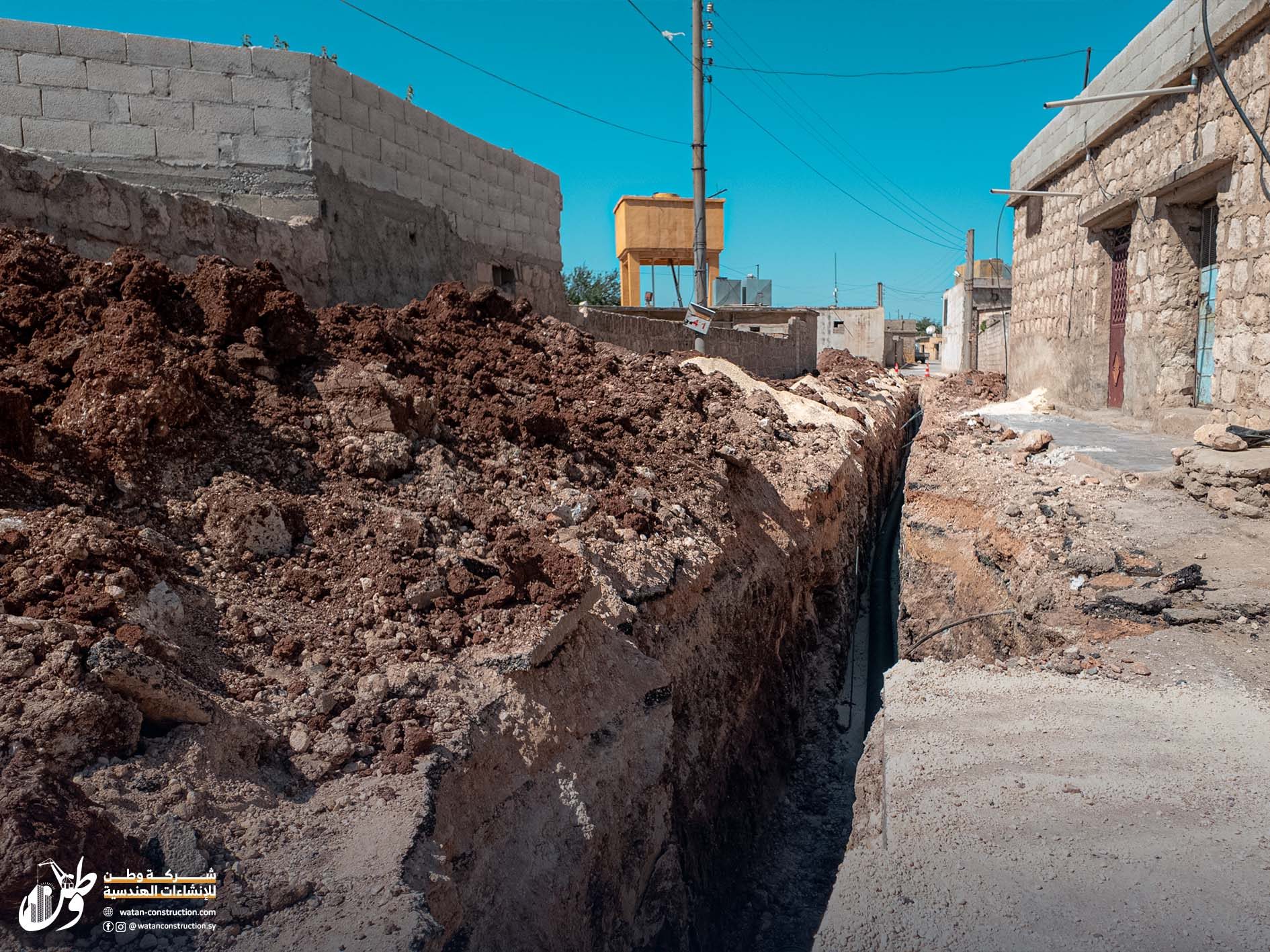 Pictures of the work stages of Watan Company’s workshops within the sewage expansion project in the village of Salhiya (4)